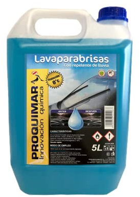 Proquimar Limpiaparabrisas Líquido 5 litros | Protección hasta 0 °C | Limpieza Efectiva y Anticongelante para Parabrisas | Uso Profesional y Doméstico