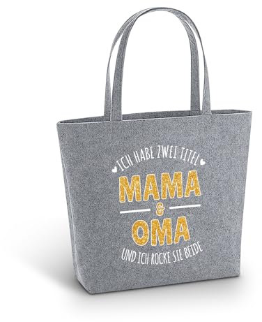 Love Faith Eltern Shopper aus Filz - Personalisierte Einkaufstasche - Grau - robust und umweltfreundlich