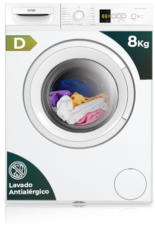 Svan Lavadora 8Kg Carga Frontal SL8201DD Blanco. 1200 rpm D Blanco Display LED manual Lavado Antialérgico