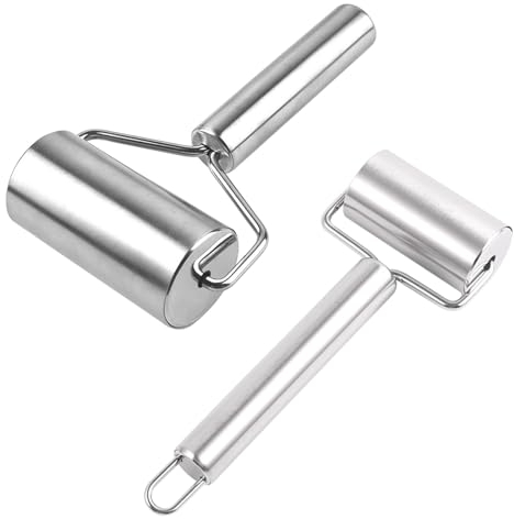 Bncxdc Rodillo de amasar, 2 Piezas Rodillo para Hornear, Rodillo Mediano y Pequeño, Rodillo de Acero Inoxidable Apto para Estirar Masa a Mano, Pizza, Postres y Bolas de Masa