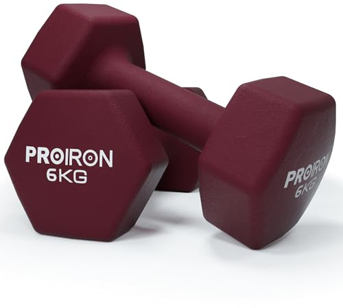 PROIRON Anti-Slip Hex Neoprene Dumbbell for Women Men Gym Home Exercise Arm Hand（ 1kg 1.5kg 2kg 3kg 4kg 5kg 6kg 8kg 10kg）