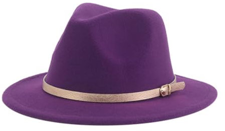 WUFANGBU Fedora Trilby Filzhut Hut Filzhut Mit Breiter Krempe Zylinder Jazz Kinderhut Mit Flacher Krempe 54Cm Lila