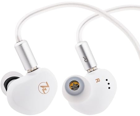 Linsoul 7HZ G1 In-Ear Monitor,Cuffie IEM con Diaframma Dinamico DLC da 10 mm,Auricolari da Gaming con Cavo Placcato Argento OFC Staccabile per Musicisti Audiofili(TypeC Con Mic,Bianco)