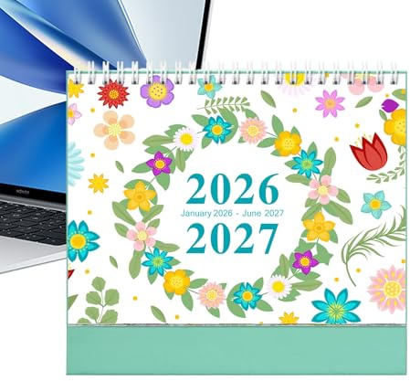 Yiohejy Calendrier de Bureau 2026-2027,Planificateur 18 Mois - Calendrier De Bureau - Pour Noël Maison Étude Vacances Voyage École Chambre Nursery Fête Semaine