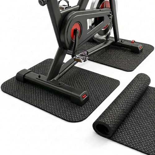 2-Pack Gym Floor Mats | Double-Sided Silicone Non-Slip Floor Protector | Thick Anti-Vibration Gym Mat for Home Fitness Equipment, Indoor Cycling & Turbo Trainers