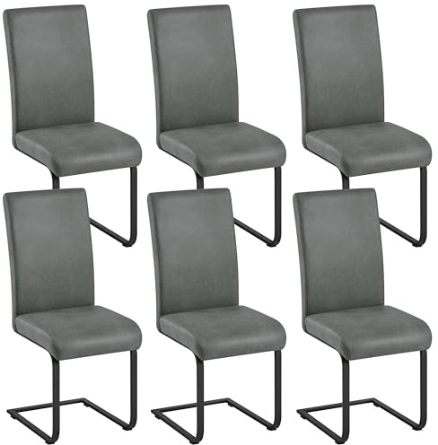 Yaheetech Pack de 6 Sillas de Comedor Cocina Moderna Tapizada de Tela Gris