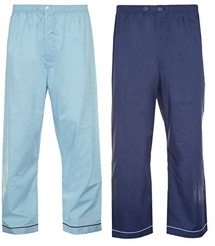 Champion Men's Pack of 2 Hampton Polycotton Long Pyjama Trouser Bottoms (Blue/Navy) M
