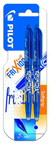 Pilot - FriXion Ball Erasable Pen - 0.7mm Tip Rollerball - 2 x Blue Pens