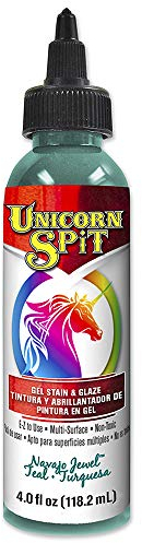 Unicorn SPiT Gel Stain and Glaze in One, Navajo Jewel Teal Colouring for Wood, Glass, Fabric, Metal DIY Craft Projects, Water-Based Non-Toxic Paint Formula, 118ml