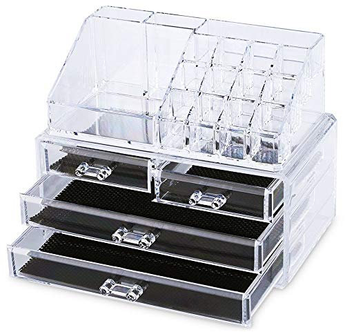 BOX PORTATRUCCO ORGANIZER PORTAGIOIE COSMETICI TRUCCO 4 CASSETTI IN ACRILICO