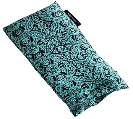 Hugger Mugger Silk Eye Pillow with Bead Filling - Boho Teal - Scent-Free, Light Weight, Chill in Freezer, Washable Cover, Washable Bead Filling