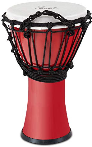 XDrum Primero Junior Djembe 31 cm en PVC - Corps en plastique avec système d’accordage traditionnel - Compacte et légère, idéale pour enfants et débutants - rouge