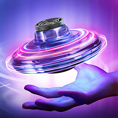 Hand Operated Drone for Kids Adults Gifts, Flying Ball Toys, Mini Spinner Dron with 360° Rotating and Shining LED Lights, Small Helicopter UFO Indoor Outdoor Fun (Blue)