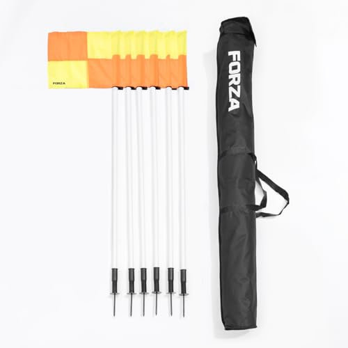FORZA Rugby Flag & Pole Set - Corner Flags With Poles - Optional Sprung Pole Upgrade (Complete Set (14x Poles, 14x Flags & Bag))