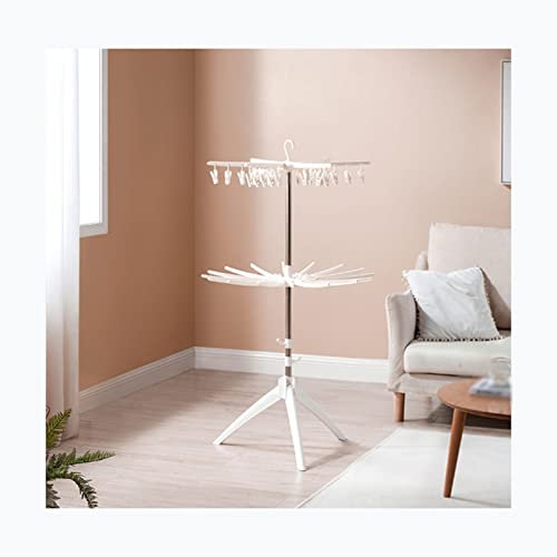 TOMYEUS Tendedero Plegable Pastelero de Secado de Piso de colgilla Plegable Multifuncional for jardín de balcón - Diseño de Forma de Paraguas Tendedero telescópico (Size : Two Layers)