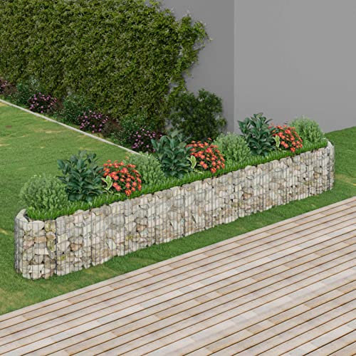 Chusui Gabionen-Hochbeet, Kräuterspirale, Hochbeet Im Garten, Pflanzkübel, Pflanzsteine, Verzinktes Eisen 400x50x50 cm
