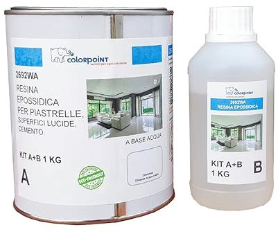 Resina Epossidica per Piastrelle semilucida all’Acqua HACCP per Applicazione diretta 1Kg 6/8 Mq (BIANCO RAL 9003)