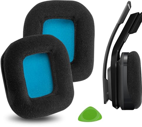 Geekria Almohadillas de Repuesto de Terciopelo Confort, compatibles con Auriculares Astro Gaming A20, Cojines para los oídos, Piezas de reparación (Negro Azul)