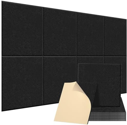 8 paneles acústicos autoadhesivos, paneles acústicos, 30 x 30 x 1 cm, absorbentes acústicos, paneles acústicos de pared para estudio de grabación, oficina, estudio, acústico, color negro