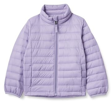 Amazon Essentials Chaquetas Acolchadas de Cuello Alto, Ligeras, Impermeables, Plegables Niñas, Dusty Grape, 8 años