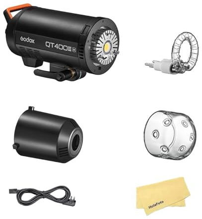 Godox QT400IIIM 400Ws GN65 High Speed Flash Strobe,2.4G 1/8000s HSS,0.01-0.9s Recycle Time,40W LED Modeling Light Bowens Mount for Wedding Advertising Portrait Fashion Dynamic Photography