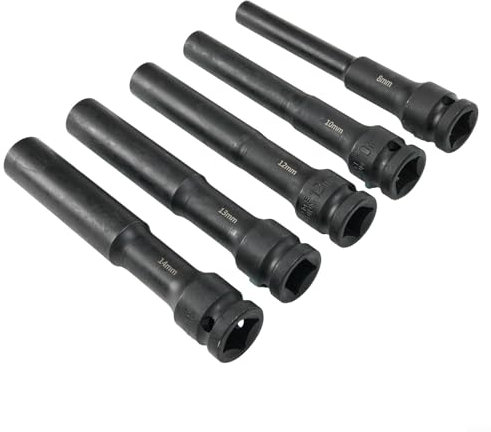 ZWEquipint Chrome Vanadium Steel Socket Wrench Head Set,1 2 Inch Drive Hex Adapter Spanner Converter,8 14Mm 5 Pieces,for Electric Pneumatic Tools