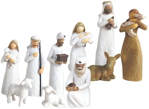 XPJBKC Krippe Weihnachten, 10 PCS Weihnachtskrippen Figuren, Krippenfiguren Klein, Nativity Scene, Weihnachtskrippe mit Figure, Weihnachten Krippe Dekoration, 10cm