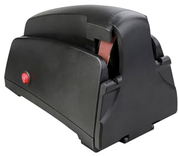 Pretfy Affilacoltelli Elettrico Veloce, Unico, 3 Impostazioni, Strumento Professionale per Uso Domestico in, Adatto per Coltelli da Chef, Coltelli Santoku, Forbici, con 4 Nastri Abrasivi (Spina