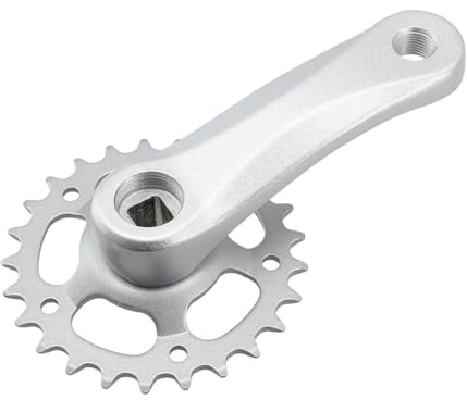 VrayKnol manovella per bicicletta, set a manovella per bambini, compatibile con molti tipi di biciclette, argento, 1 pezzo (28T 114 mm opaco)