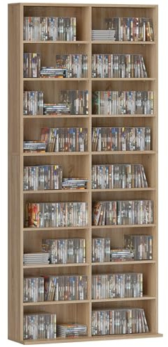 HOMCOM CD Regal CD-Ständer für bis zu 640 78,5 x 24 x 175 cm, Naturholz