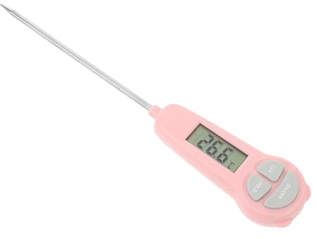 MAGICLULU Termometro Elettronico da Cucina Portatile per Misurazione Temperatura Olio e Cibi Solidi Sonda in Acciaio Inossidabile Rosa per Cottura e Frittura