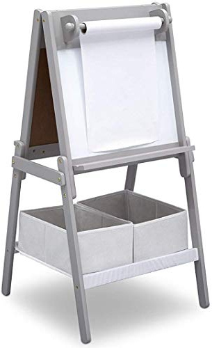 Delta Children MySize Kids Double-Sided Storage Easel -Ideal for Arts & Crafts, Drawing, Homeschooling and More - Greenguard Gold Certified, Grey