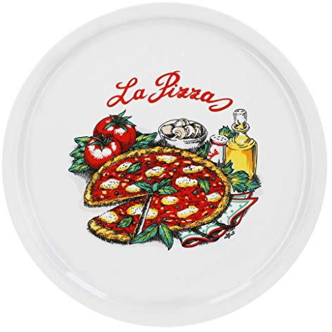 Van Well Set di 6 piatti per pizza italiani grandi ø 30,5 cm Napoli – porcellana XL piatti per pizza e pasta – adatti al forno a microonde, lavabili in lavastoviglie, impilabili – stoviglie per la