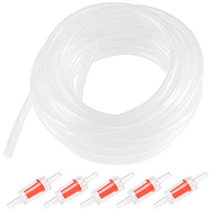 sourcing map Silicone Tubing 4mm ID 6mm(1/4) OD 5m Aquarium Pump Air Hose Water Pipe Silicone Rubber Tube Clear with Check Valves