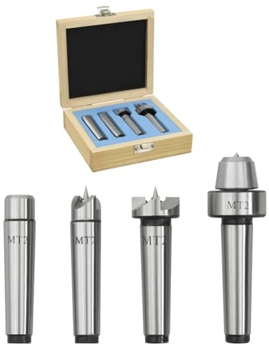 vidaXL Contropunte per Tornio Lavorazione del Legno 4pz MT2 Centratori Centri Speroni Punte Driver Teste Attrezzi Mandrini Fresa in Acciaio