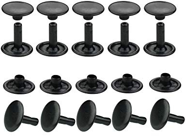 IstaTools Hohlnieten, Doppelkopf, rostfrei, Messing, in 6mm, 7mm, 9mm, 10mm oder 13mm (50, 6x6mm schwarz)