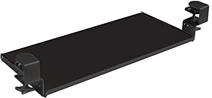 FIX&EASY Tastaturauszug klemmbar mit Tastaturablage 800X400mm schwarz matt Dekor, Tischklemmen höhenverstellbar schwarz, Schienen schwarz 400mm, Auszug für Tastatur Maus Keyboard und Laptop Ablage