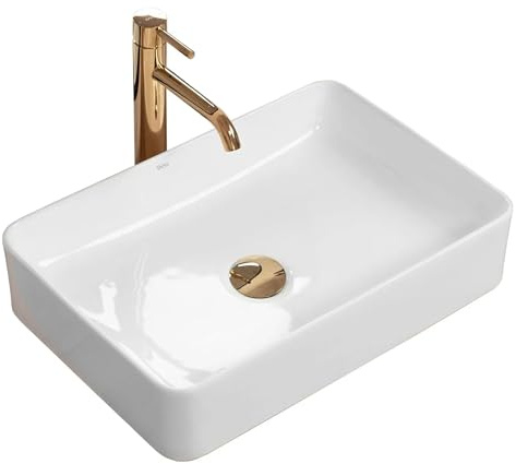 Rea Washbasin Countertop Washbasin Ceramic High Gloss Hand Wash Basin White Countertop Washbasin Rectangular 35 x 51 cm