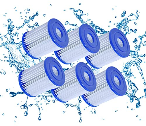 Mscomft Cartouches filtrantes for Bestway de Taille I pour piscines for Bestway Pompe de Piscine, Filtre De Piscine Gonflable, Installation Facile (6 PCS)