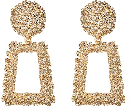 EVER FAITH Rechteck Geometrische Ohrringe Metall Statement Silber große Quadratische Tropfen-Ohrringe für Frauen und Mädchen Gold-Ton
