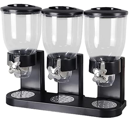 GImLY Distributeur Triple de 67,62 oz, Bouteille de Stockage des Aliments, récipient de comptoir de Distributeur scellé pour Le Stockage des Aliments secs à Grains de Noix de Bonbon - (Noir/Blanc)