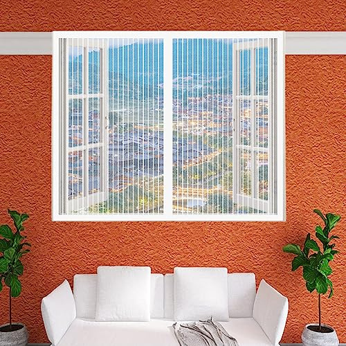 Rideau Aimantée Anti moustique 290 x 285 cm Filet Écran Insecte Installation sans Outil Pour Fenêtre Portes Patio, Blanc