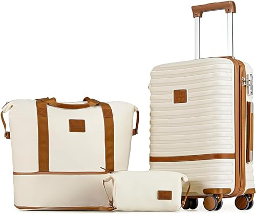 Joyway Set de Valise Voyage, Valises ABS Set de Cabine, Valises Trolley Extensibles, roulettes à 360° et Verrou TSA Inclus Valise Cabine de 20 Pouces, 1 Sac de Voyage et 1 Sac à Bandoulière.