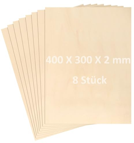8 Pannelli in Legno Da 400 X 300 X 2 mm, Compensato