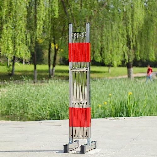 Barricada Plegable, Valla Retráctil Móvil Portátil De Acero Inoxidable (Roja, 4 X 1,2 M)
