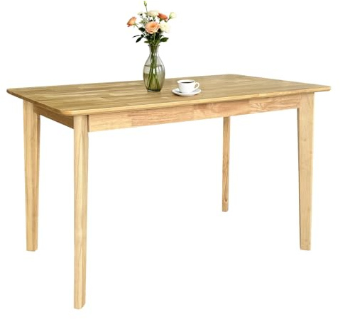 QLLY Holz Rechteckiger Esstisch, modernes Mid-Century-Design mit Massivholzbeinen, ideal für Esszimmer oder Wohnzimmer, 120 × 70 cm (Natur)