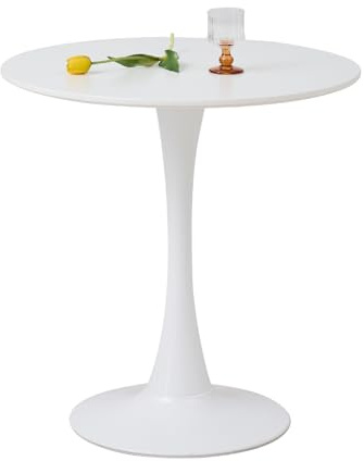 JZGORC Moderner Runder Esstisch, 70 cm Runder Esstisch, Geeignet für 2–4 Personen, Geeignet für Wohnzimmer, Esszimmer, Küche, Café – Weiß