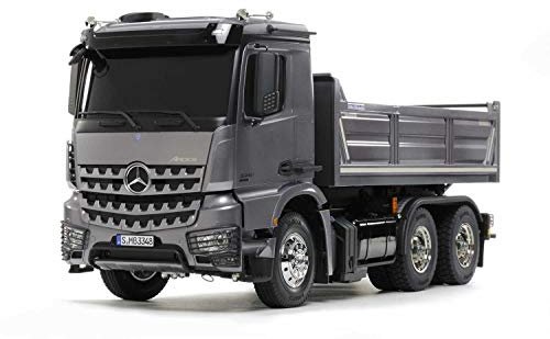 TAMIYA 1:14 RC MB Arocs 3348 Rear Tipper 3-Axis - Remote Controlled Truck - Powerful Mighty-Tuned 35T Electric Motor - Movable Tailgate - 3-Speed Manual Transmission - Unpainted - 56357