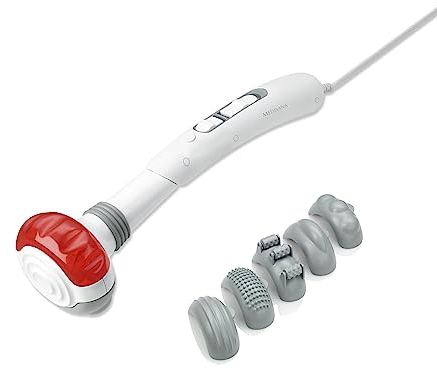 medisana HM 886 Handmassagegerät, Elektrisches Massagegerät, Für Rücken, Nacken, Schulter & Beine, Rückenmassagegerät inkl. Rotlichtfunktion & Wärmefunktion, 2 Intensitäten, 5 Aufsätze