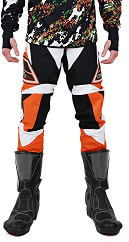 Nerve Shop Motocross Enduro Offroad Quad Cross Hose Herren Damen - schwarz-orange - XS